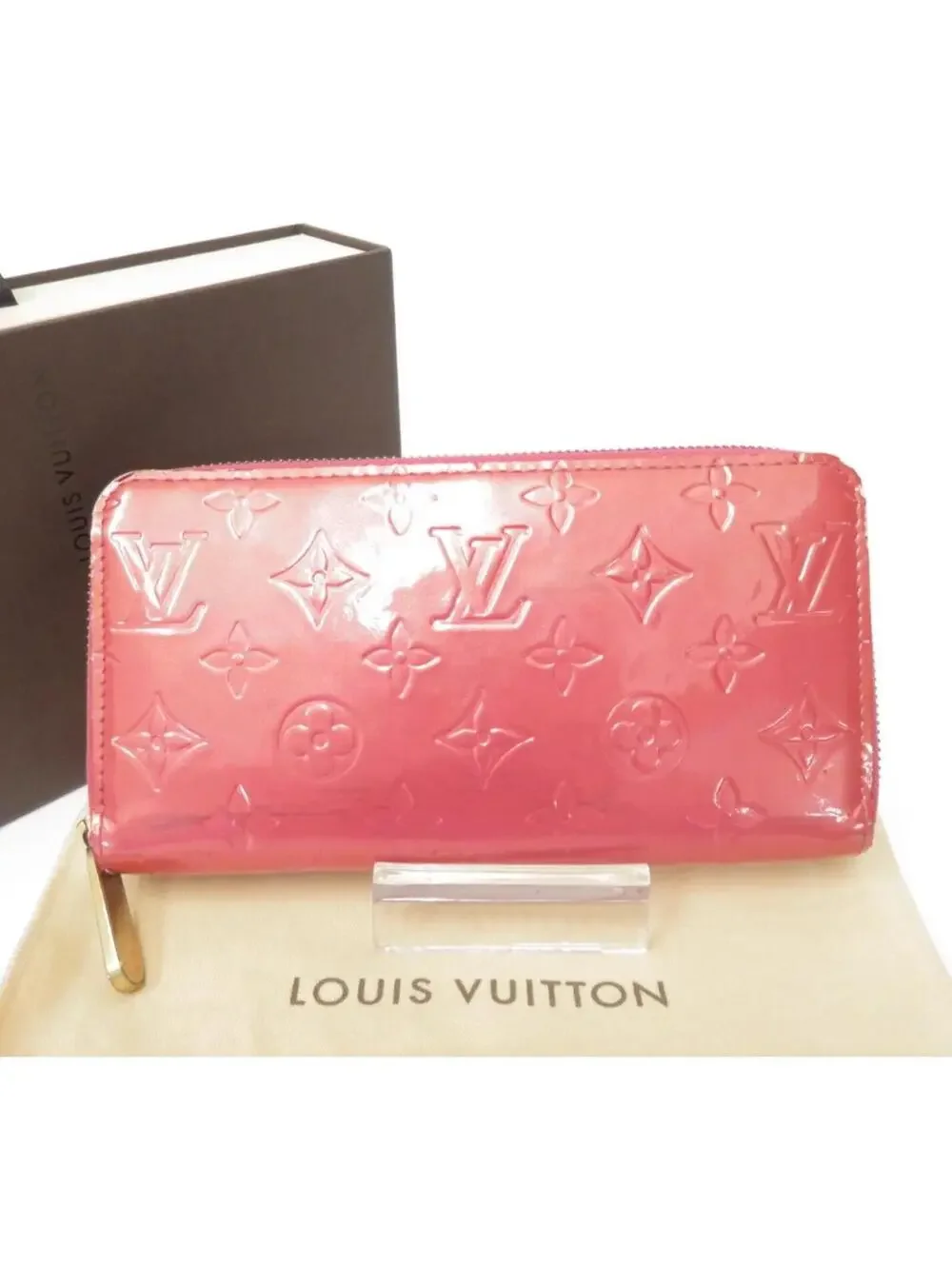 $970 Louis Vuitton Vernis Zippy Wallet Rose Litchi - Picture 1 of 15